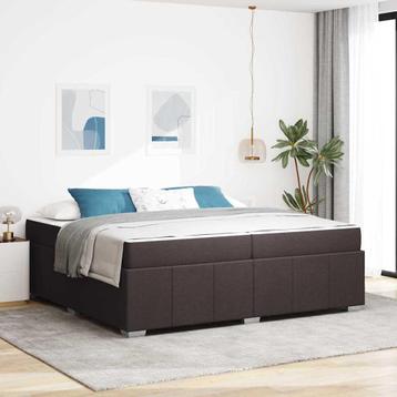 vidaXL Bedframe met matras Donkerbruin 200 x 200 cm Stof beschikbaar voor biedingen