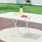 Tuintafel Vegårshei opvouwbaar 45x40x40 cm wit [en.casa], Tuin en Terras, Verzenden, Nieuw