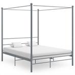 vidaXL Hemelbedframe metaal grijs 160x200 cm, Verzenden, 200 cm, Metaal, Grijs