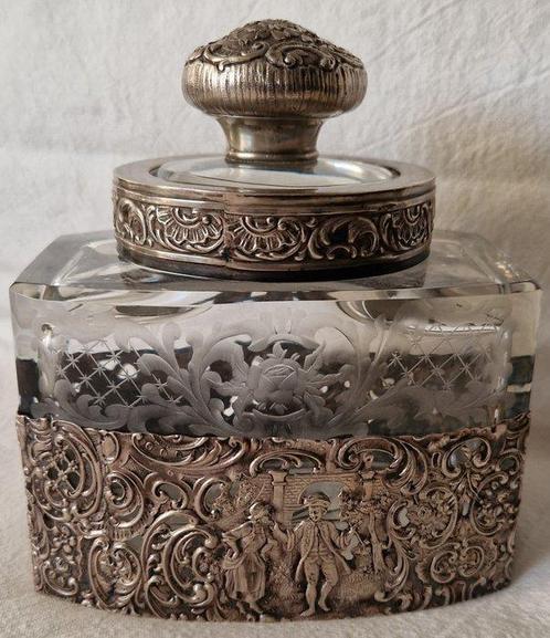 Drankservies - Glas met zilveren montuur, Antiek en Kunst, Antiek | Goud en Zilver