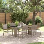 vidaXL Tuin Eetset 7 pcs Grijs poly rattan, Tuin en Terras, Tuinstoelen, Verzenden, Nieuw, Rotan
