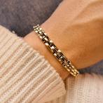 Gouden panter schakel armband | 19 cm (vintage) (vintage), Ophalen of Verzenden, Gebruikt, Overige kleuren, Goud