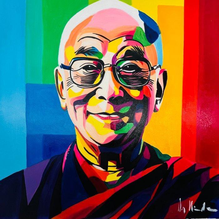 DR HIDE - (100% handpainted !) Dalai Lama 1883, Antiek en Kunst, Kunst | Schilderijen | Modern