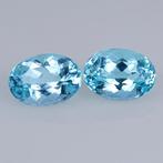 2 pcs Blauw Paraiba toermalijn - 3.09 ct - nternational, Nieuw