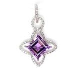 Hanger - 18 karaat Witgoud - 2.91ct. tw. Amethist - Diamant