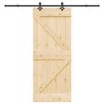 vidaXL Schuifdeur met beslag 85x210 cm massief grenenhout, Doe-het-zelf en Verbouw, Deuren en Horren, Verzenden, Nieuw