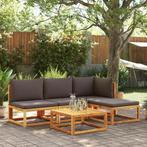 vidaXL 5-delige Loungeset met kussens massief acaciahout, Verzenden, Nieuw, Hardhout, Loungeset
