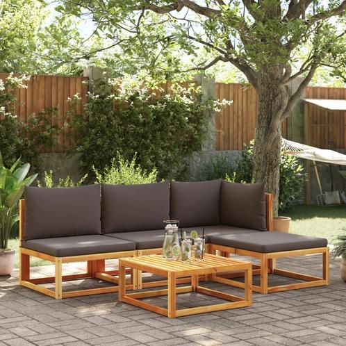 vidaXL 5-delige Loungeset met kussens massief acaciahout, Tuin en Terras, Tuinsets en Loungesets, Loungeset, Nieuw, Hardhout, Verzenden