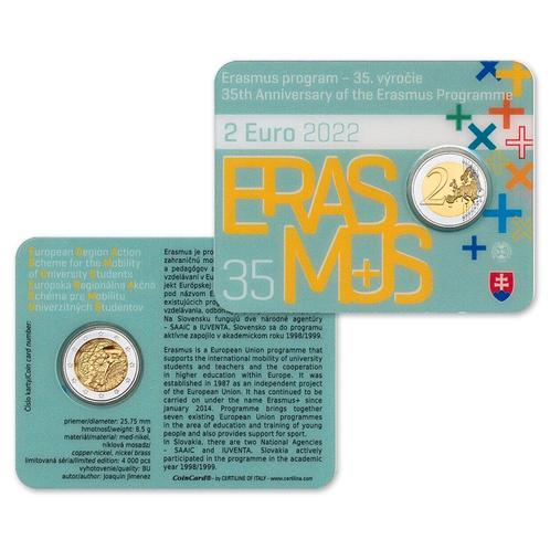 Slowakije 2 Euro Erasmus 2022 BU Coincard, Postzegels en Munten, Munten | Europa | Euromunten, Verzenden