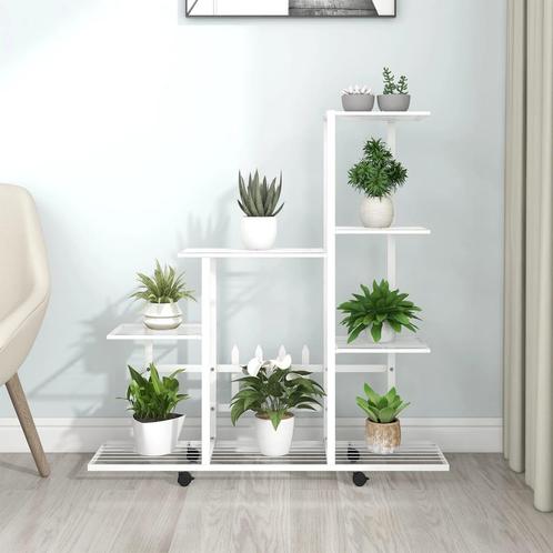 vidaXL Bloemenstandaard met wielen 94,5x25x92,5 cm metaal, Tuin en Terras, Overige Tuin en Terras, Nieuw, Verzenden