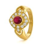 Ring - 18 karaat Geel goud - 0.64ct. tw. Robijn - Diamant, Sieraden, Tassen en Uiterlijk, Ringen, Nieuw