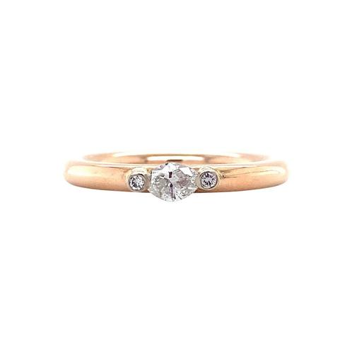 Rosegouden ring met diamant 14 krt, Sieraden, Tassen en Uiterlijk, Ringen, Wit, Zo goed als nieuw, Goud, Verzenden
