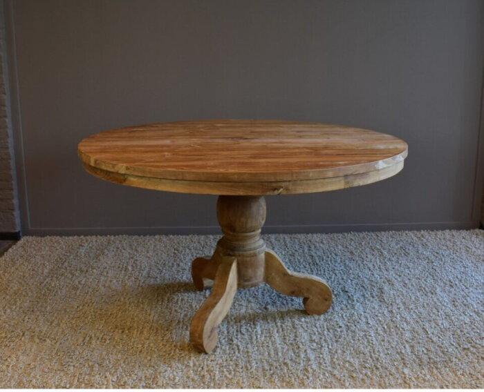 Ronde Eettafel Teakhout met Bolpoot Bali-Ø160 cm, Huis en Inrichting, Tafels | Eettafels, Nieuw, Ophalen of Verzenden