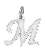 Zilveren letter M sierlijk mat-glans kettinghanger, Verzenden, Nieuw