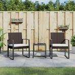 vidaXL 3-delige Tuinset met kussens polypropeen rattan bruin, Verzenden, Nieuw, 3 zitplaatsen, Tuinset
