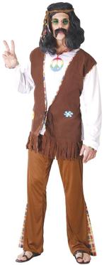 Hippie 60S Kostuum Bruin Wit Heren, Kleding | Heren, Verzenden, Nieuw