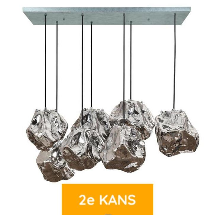 De Lampenbaas | Hanglamp Ernstjan Chromed Glas, Huis en Inrichting, Lampen | Hanglampen, Zo goed als nieuw, Glas, Metaal, Ophalen of Verzenden