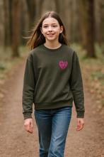 Kaki sweater met glitter “Love”hart|Herfst/Winter|NIEUW, Ophalen of Verzenden, Nieuw, Meisje