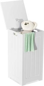 Wasmand met deksel - 35L - 30x30x61 cm - Wit - COSTWAY, Huis en Inrichting, Badkamer | Badtextiel en Accessoires, Verzenden, Zo goed als nieuw