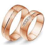 Actie trouwringen in 8/14/18 karaat rosé goud per paar va..., Sieraden, Tassen en Uiterlijk, Ringen, Verzenden, Nieuw