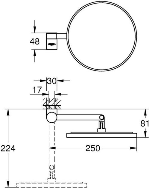Grohe Make-up spiegel van €470.00 voor €295.29, Huis en Inrichting, Woonaccessoires | Spiegels, Nieuw, Ophalen of Verzenden