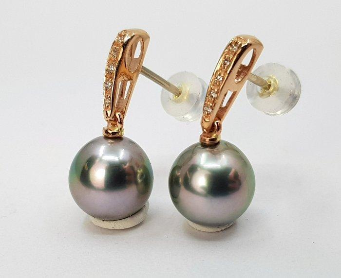 Oorbellen - 14 karaat Roségoud - 0.08ct. tw. - 10x11mm, Sieraden, Tassen en Uiterlijk, Oorbellen