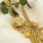 Antiek gouden schuifketting met kwastjes | 61 cm, Sieraden, Tassen en Uiterlijk, Kettingen, Ophalen of Verzenden, Gebruikt, Overige kleuren