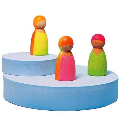 Grimms - Houten vriendjes - neon mix- 3 stuks, Kinderen en Baby's, Speelgoed | Overig