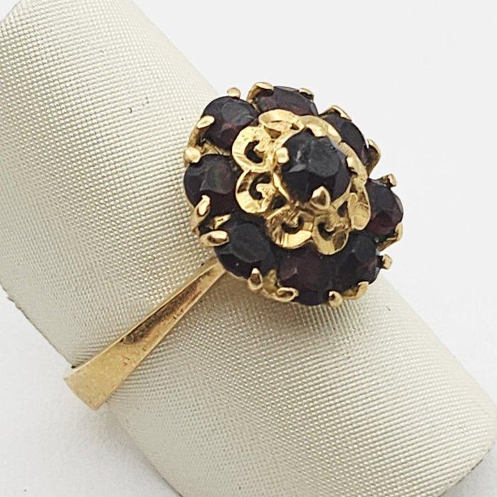 Ring - 18 karaat Geel goud Granaat, Sieraden, Tassen en Uiterlijk, Ringen