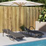 vidaXL Ligbedden 2 st met kussens poly rattan grijs, Tuin en Terras, Ligbedden, Verzenden, Nieuw