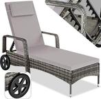 2dekans | Ligstoel - zonnebed - wicker - verstelbare, Huis en Inrichting, Stoelen, Ophalen of Verzenden, Zo goed als nieuw, Grijs