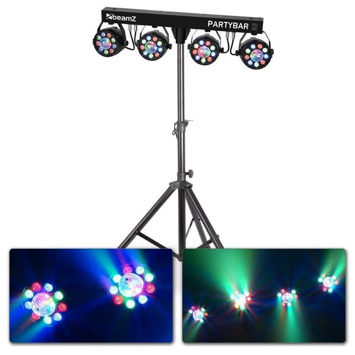 Retourdeal - BeamZ PartyBar3 lichtset - 4 PAR spots, 4 Magic, Muziek en Instrumenten, Licht en Laser, Licht, Zo goed als nieuw
