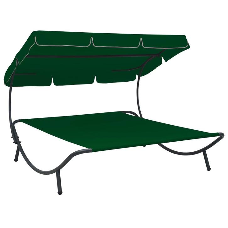 vidaXL Loungebed met luifel groen, Tuin en Terras, Ligbedden, Nieuw, Verzenden