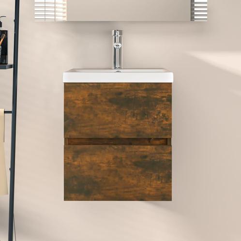 vidaXL Wastafelkast 41x38,5x45 cm bewerkt hout gerookt, Huis en Inrichting, Badkamer | Badkamermeubels, Nieuw, Minder dan 100 cm