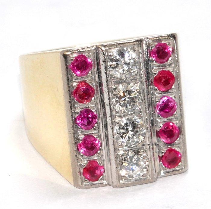 Ring - 14 karaat Geel goud, Witgoud - 1.60ct. tw. Diamant, Sieraden, Tassen en Uiterlijk, Ringen