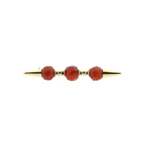 Vintage gouden broche met carneool (vintage accessoire), Sieraden, Tassen en Uiterlijk, Broches, Overige kleuren, Gebruikt, Met edelsteen