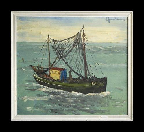 Leo Jordaens (1944-2000) - Le bateau de pêche, Antiek en Kunst, Kunst | Schilderijen | Klassiek