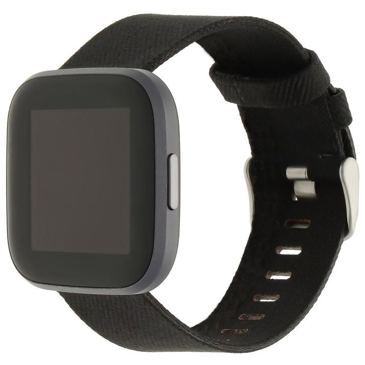 Fitbit Versa Nylon Gesp Band - Zwart - ML Horlogeband, Sieraden, Tassen en Uiterlijk, Overige Accessoires, Nieuw, Verzenden