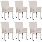 Set van 6 Crème leren moderne eetkamerstoelen - met armleuni, Huis en Inrichting, Stoelen, Nieuw, Leer, Ophalen of Verzenden, Modern