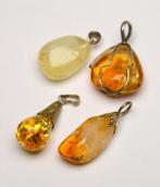 835 zilver - Lot van 4 stuks - Citrien, Calciet, Goudfolie -, Verzamelen