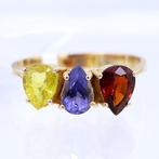 Ring - 18 karaat Geel goud Saffier - Granaat, Nieuw