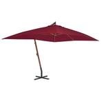vidaXL Zweefparasol met houten paal 400x300 cm bordeauxrood, Verzenden, Nieuw, Meer dan 4 meter, Zweefparasol