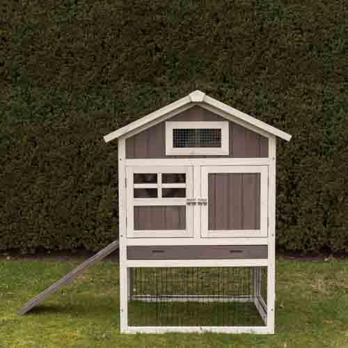 Konijnenhok Amalie Wit/Taupe Dennenhout Afmeting:, Dieren en Toebehoren, Knaagdieren en Konijnen | Hokken en Kooien, Verzenden