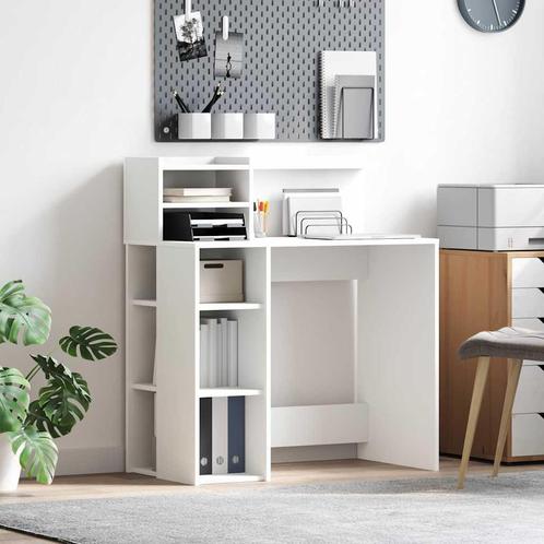 vidaXL Bureau met opbergruimte Wit 90 x 48 x 101,5 cm, Huis en Inrichting, Bureaus, Nieuw, Verzenden