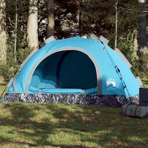 vidaXL Tent 3-persoons snelontgrendeling blauw, Caravans en Kamperen, Tenten, Nieuw, tot en met 2, Verzenden