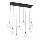 Art Deco hanglamp zwart met opaal glas 8-lichts - Hanne, Huis en Inrichting, Lampen | Hanglampen, Nieuw, Glas, Art Deco, 75 cm of meer