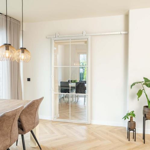 Stalen Schuifdeur - 6 Vlaks - Wit - Helder glas, Doe-het-zelf en Verbouw, Kozijnen en Schuifpuien, Inclusief glas, Nieuw, Metaal