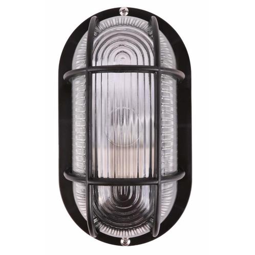 Benson Ovale buitenlamp - zwart kunststof - geribbeld gla..., Tuin en Terras, Buitenverlichting, Nieuw, Ophalen of Verzenden