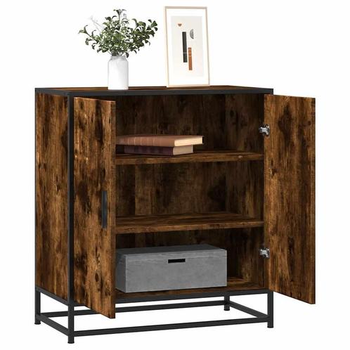 vidaXL Dressoir 68x35x76 cm bewerkt hout en metaal gerookt, Huis en Inrichting, Kasten | Dressoirs, Nieuw, Overige houtsoorten