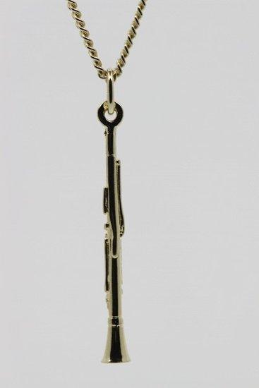 Gouden Klarinet ketting hanger, Sieraden, Tassen en Uiterlijk, Kettinghangers, Verzenden